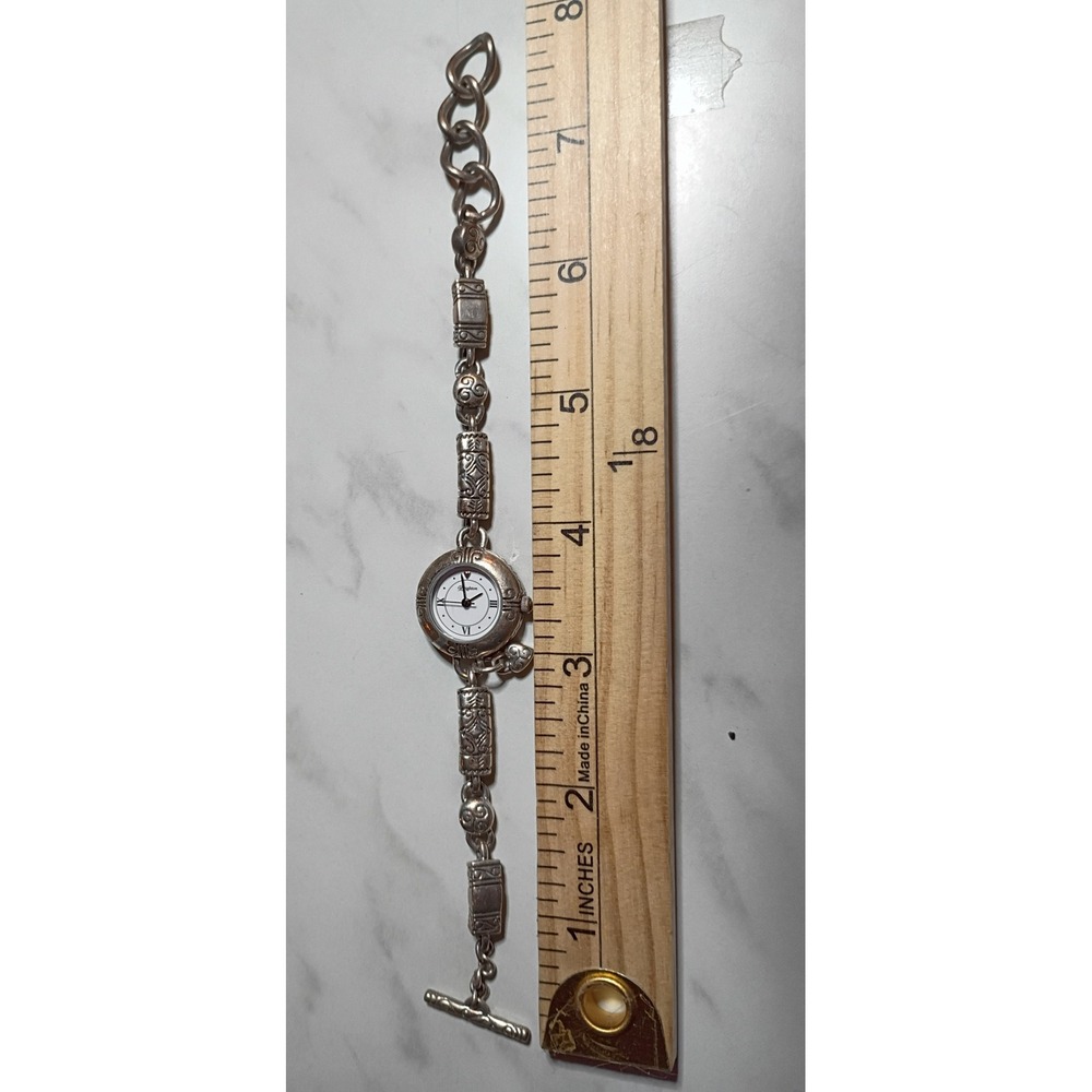 Brighton Marrakesh Silver Tone Scroll Heart Toggle Bracelet Watch Japan Movement